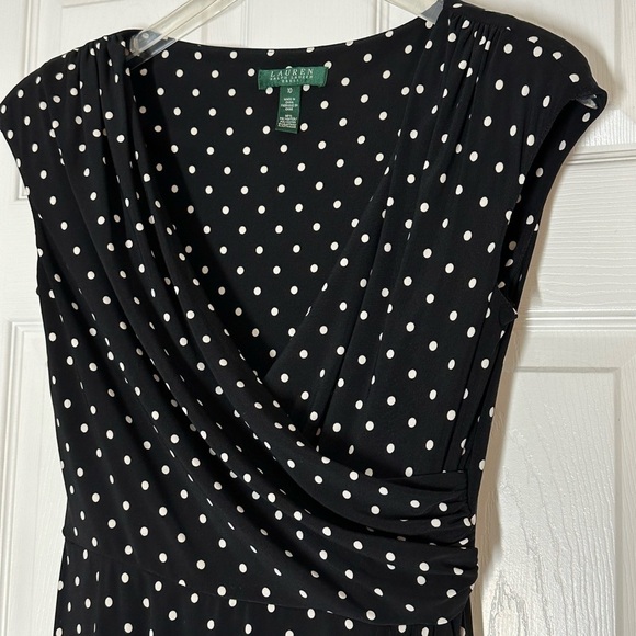Lauren Ralph Lauren Faux Wrap Crisscross Front V Neck Draped Sleeveless Dress 10 - Picture 3 of 9
